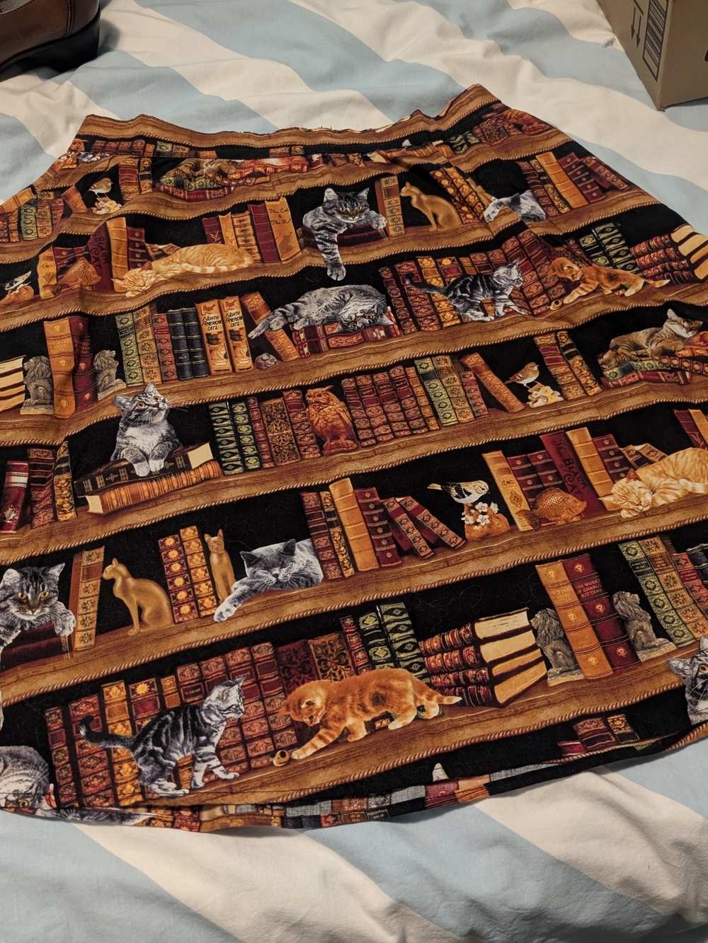 Cat Library Print Skirt - Hard To Find